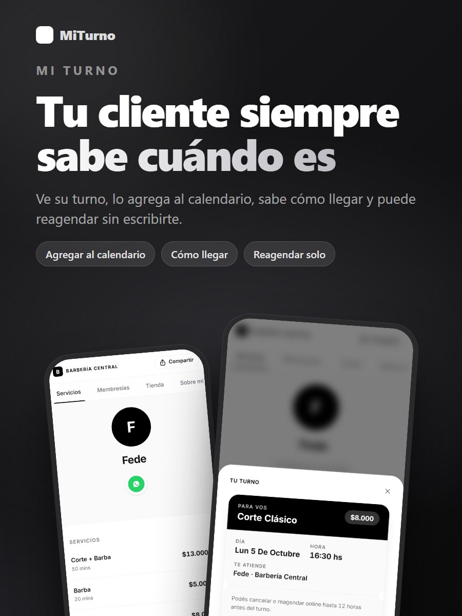 Mi turno: el cliente ve su turno, lo agrega al calendario y sabe cómo llegar