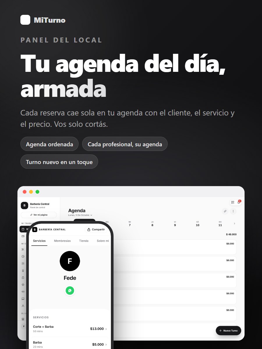 Agenda del día en el panel del local