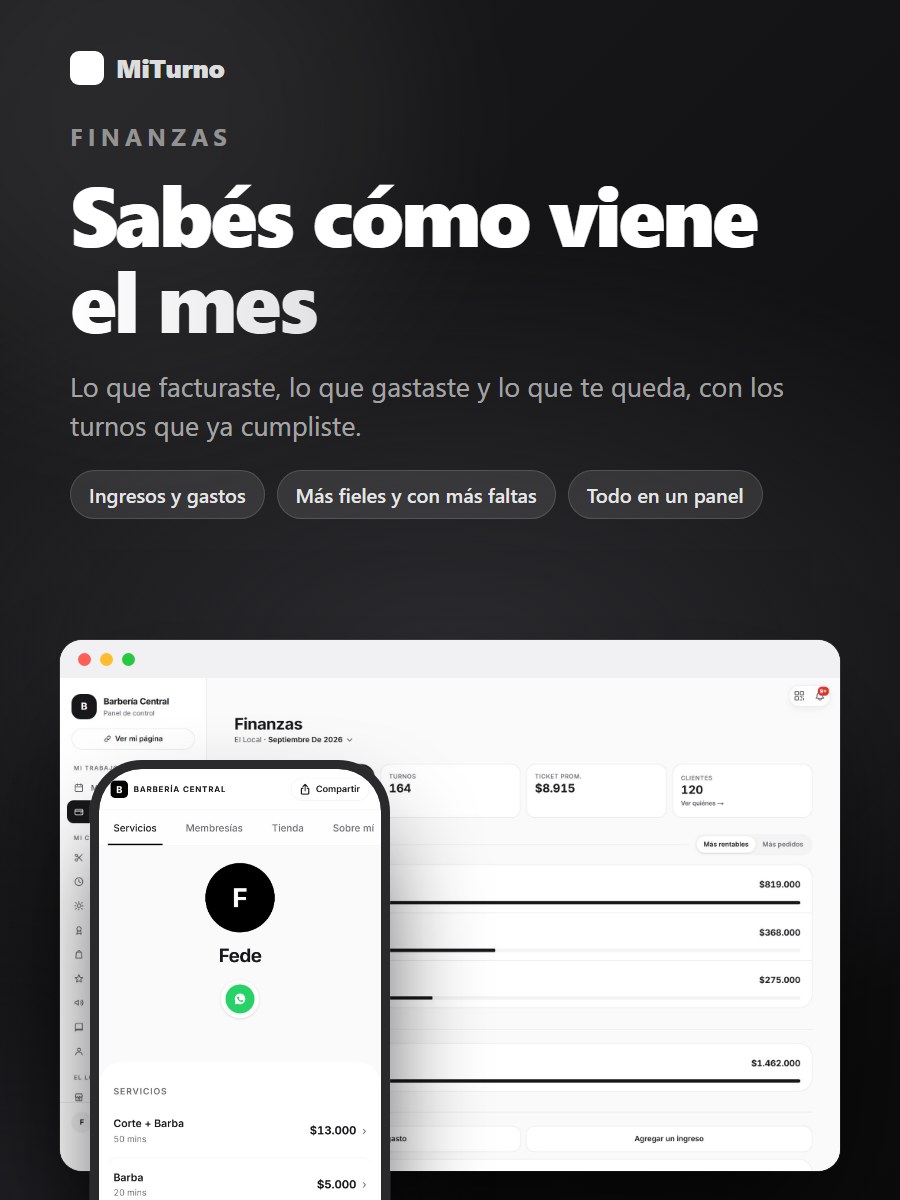 Finanzas del mes en el panel del local